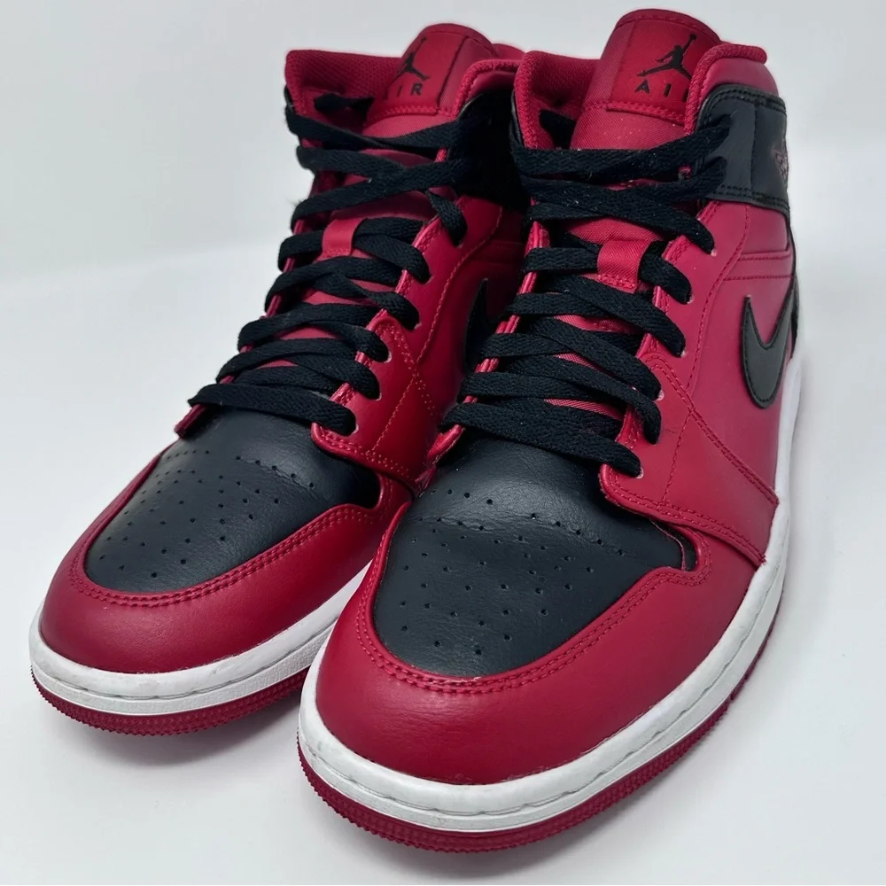Air Jordan 1 Mid Red and Black Sneakers size 9.5